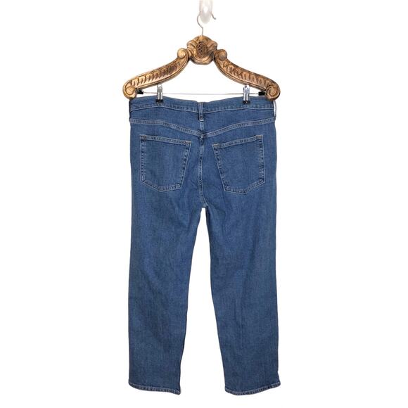 GAP Jeans Straight Cheeky High Rise Button Fly Medium Blue 14 SHORT NEW - Picture 2 of 8